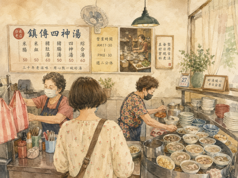 鎮傳四神湯店內氛圍手繪風 台南火車站住宿